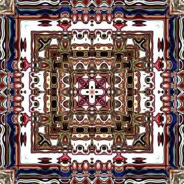  Benzersiz mandala, Oriental yuvarlak desen, mistik motifi, egzotik arka plan. Fantastik fraktal tasarım, geometrik doku parlayan renkli dijital sanat.