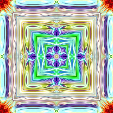  Benzersiz mandala, Oriental yuvarlak desen, mistik motifi, egzotik arka plan. Fantastik fraktal tasarım, geometrik doku parlayan renkli dijital sanat.