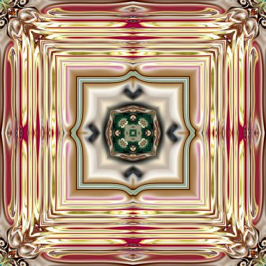 Benzersiz mandala, Oriental yuvarlak desen, mistik motifi, egzotik arka plan. Fantastik fraktal tasarım, geometrik doku parlayan renkli dijital sanat.