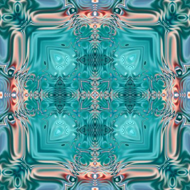 Benzersiz mandala, Oriental yuvarlak desen, mistik motifi, egzotik arka plan. Fantastik fraktal tasarım, geometrik doku parlayan renkli dijital sanat.