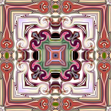 Benzersiz mandala, Oriental yuvarlak desen, mistik motifi, egzotik arka plan. Fantastik fraktal tasarım, geometrik doku parlayan renkli dijital sanat.