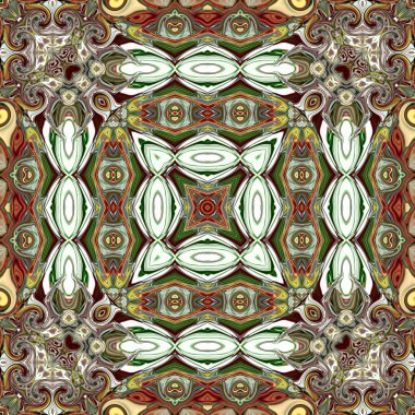 Benzersiz mandala, Oriental yuvarlak desen, mistik motifi, egzotik arka plan. Fantastik fraktal tasarım, geometrik doku parlayan renkli dijital sanat.