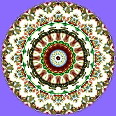 Benzersiz mandala, Oriental yuvarlak desen, mistik motifi, egzotik arka plan. Fantastik fraktal tasarım, geometrik doku parlayan renkli dijital sanat.