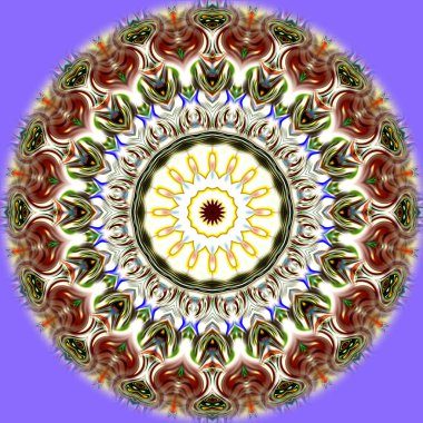 Benzersiz mandala, Oriental yuvarlak desen, mistik motifi, egzotik arka plan. Fantastik fraktal tasarım, geometrik doku parlayan renkli dijital sanat.