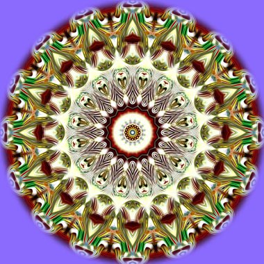 Benzersiz mandala, Oriental yuvarlak desen, mistik motifi, egzotik arka plan. Fantastik fraktal tasarım, geometrik doku parlayan renkli dijital sanat.