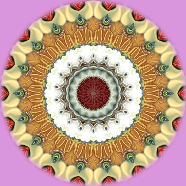 Benzersiz mandala, Oriental yuvarlak desen, mistik motifi, egzotik arka plan. Fantastik fraktal tasarım, geometrik doku parlayan renkli dijital sanat.