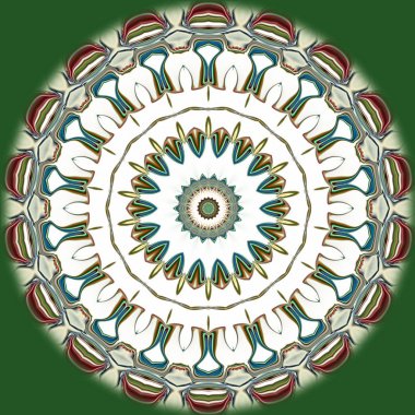 Benzersiz mandala, Oriental yuvarlak desen, mistik motifi, egzotik arka plan. Fantastik fraktal tasarım, geometrik doku parlayan renkli dijital sanat.