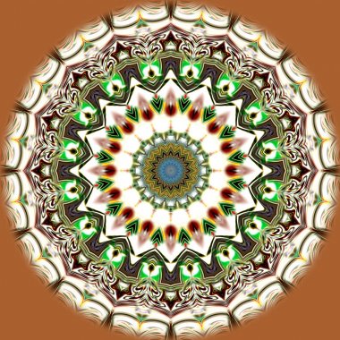Benzersiz mandala, Oriental yuvarlak desen, mistik motifi, egzotik arka plan. Fantastik fraktal tasarım, geometrik doku parlayan renkli dijital sanat.