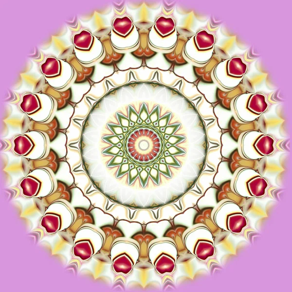 Benzersiz mandala, Oriental yuvarlak desen, mistik motifi, egzotik arka plan. Fantastik fraktal tasarım, geometrik doku parlayan renkli dijital sanat.