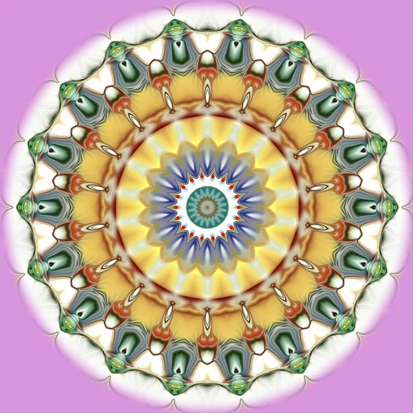 Benzersiz mandala, Oriental yuvarlak desen, mistik motifi, egzotik arka plan. Fantastik fraktal tasarım, geometrik doku parlayan renkli dijital sanat.