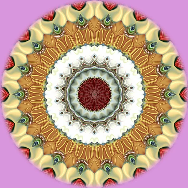 Benzersiz mandala, Oriental yuvarlak desen, mistik motifi, egzotik arka plan. Fantastik fraktal tasarım, geometrik doku parlayan renkli dijital sanat.