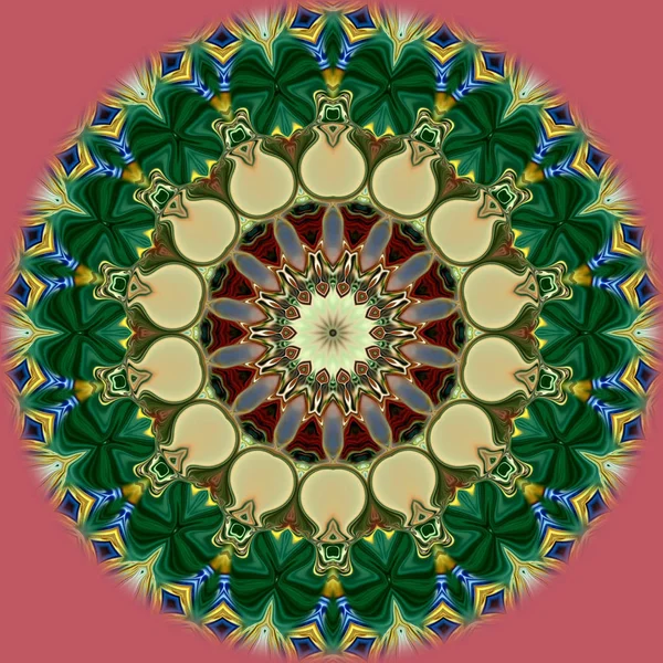 Benzersiz mandala, Oriental yuvarlak desen, mistik motifi, egzotik arka plan. Fantastik fraktal tasarım, geometrik doku parlayan renkli dijital sanat.