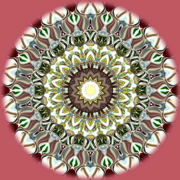 Benzersiz mandala, Oriental yuvarlak desen, mistik motifi, egzotik arka plan. Fantastik fraktal tasarım, geometrik doku parlayan renkli dijital sanat.