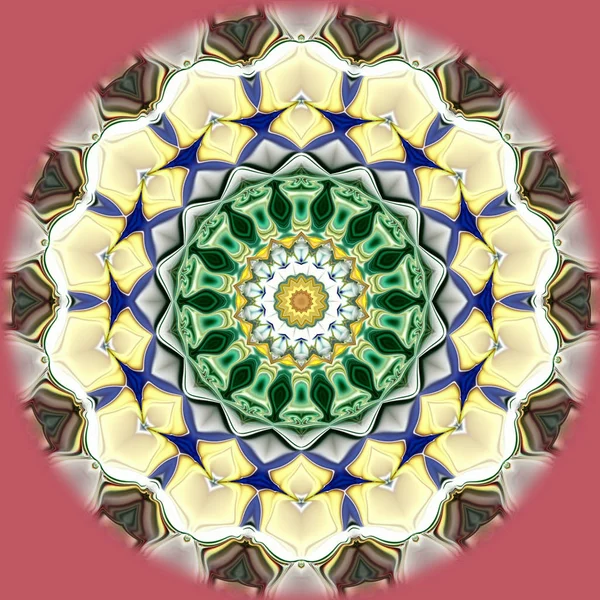 Benzersiz mandala, Oriental yuvarlak desen, mistik motifi, egzotik arka plan. Fantastik fraktal tasarım, geometrik doku parlayan renkli dijital sanat.