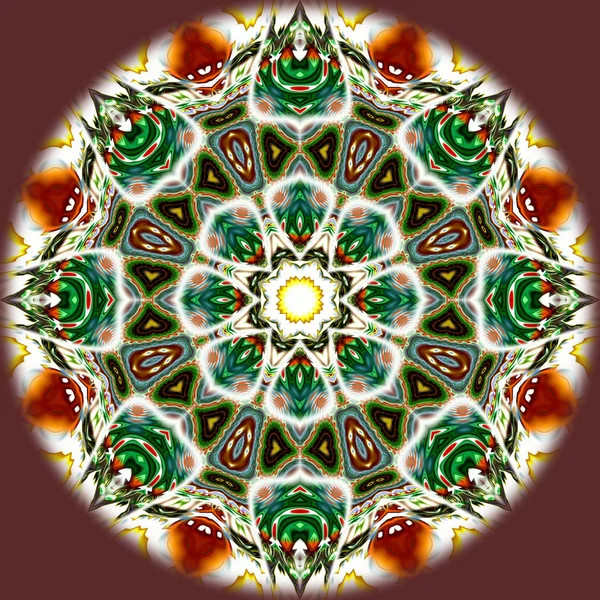 独特的曼荼罗 东方的圆形图案 神秘的主题 抽象的异国背景 梦幻般的分形设计 多彩的数字艺术 闪亮的几何纹理 — 图库照片