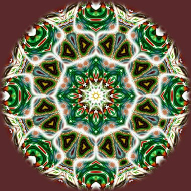 Benzersiz mandala, Oriental yuvarlak desen, mistik motifi, egzotik arka plan. Fantastik fraktal tasarım, geometrik doku parlayan renkli dijital sanat.