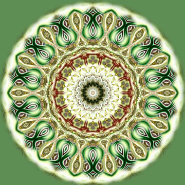 Benzersiz mandala, Oriental yuvarlak desen, mistik motifi, egzotik arka plan. Fantastik fraktal tasarım, geometrik doku parlayan renkli dijital sanat.