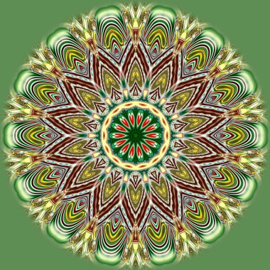 Benzersiz mandala, Oriental yuvarlak desen, mistik motifi, egzotik arka plan. Fantastik fraktal tasarım, geometrik doku parlayan renkli dijital sanat.