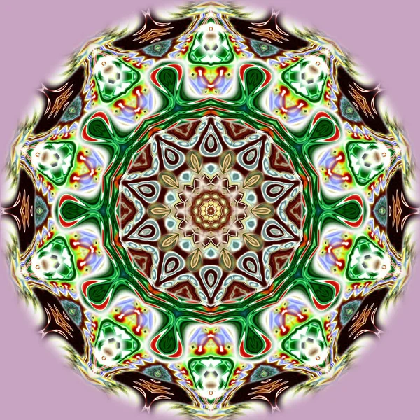 Benzersiz mandala, Oriental yuvarlak desen, mistik motifi, egzotik arka plan. Fantastik fraktal tasarım, geometrik doku parlayan renkli dijital sanat.