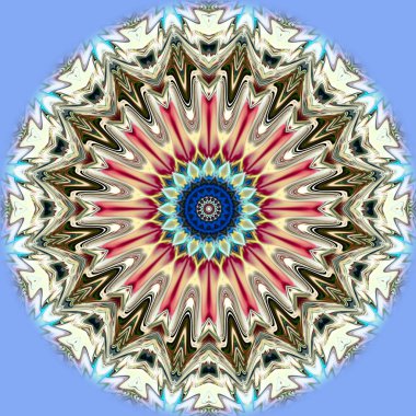 Benzersiz mandala, Oriental yuvarlak desen, mistik motifi, egzotik arka plan. Fantastik fraktal tasarım, geometrik doku parlayan renkli dijital sanat.