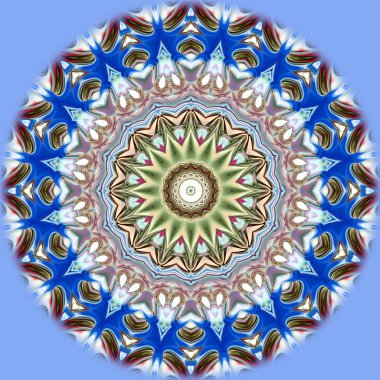 Benzersiz mandala, Oriental yuvarlak desen, mistik motifi, egzotik arka plan. Fantastik fraktal tasarım, geometrik doku parlayan renkli dijital sanat.