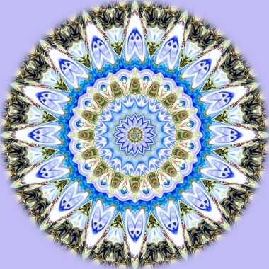 Benzersiz mandala, Oriental yuvarlak desen, mistik motifi, egzotik arka plan. Fantastik fraktal tasarım, geometrik doku parlayan renkli dijital sanat.