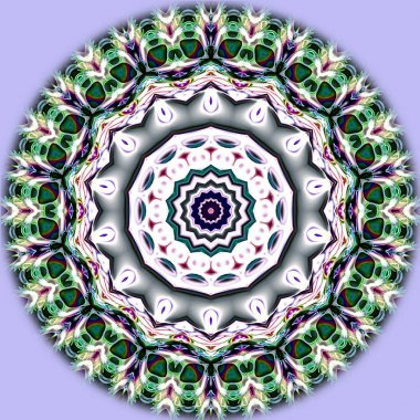 Benzersiz mandala, Oriental yuvarlak desen, mistik motifi, egzotik arka plan. Fantastik fraktal tasarım, geometrik doku parlayan renkli dijital sanat.