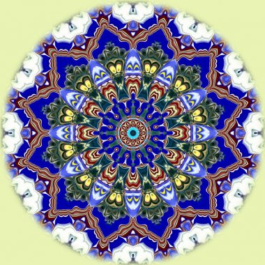 Benzersiz mandala, Oriental yuvarlak desen, mistik motifi, egzotik arka plan. Fantastik fraktal tasarım, geometrik doku parlayan renkli dijital sanat.