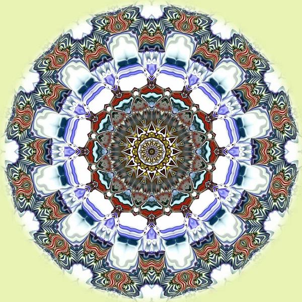 独特的曼荼罗 东方的圆形图案 神秘的主题 抽象的异国背景 梦幻般的分形设计 多彩的数字艺术 闪亮的几何纹理 — 图库照片