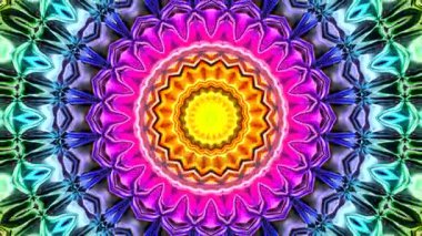 Benzersiz mandala işleme, renkli dijital sanat, 3d geometrik soyut egzotik animasyon, fantastik fraktal tasarım 