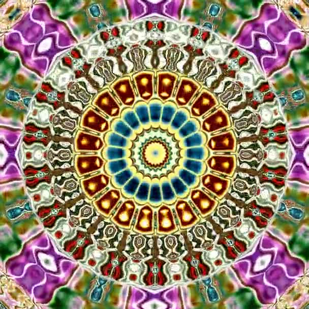 Unique Mandala Rendering Abstract Exotic Animation Fantastic Fractal Design Colorful — Stock Video