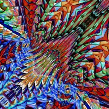 Benzersiz işleme, renkli dijital sanat, 3d geometrik soyut egzotik animasyon, fantastik tasarım 