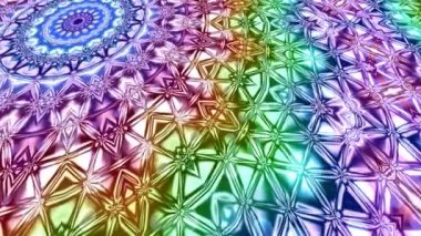 Benzersiz işleme, renkli dijital sanat, 3d geometrik soyut egzotik animasyon, fantastik tasarım 