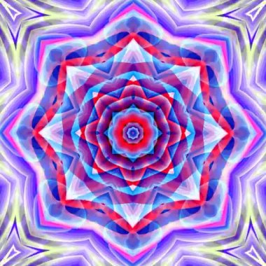 Benzersiz işleme, soyut egzotik animasyon, fantastik tasarım, renkli dijital sanat, geometrik kaleydoskop