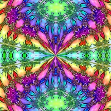 Benzersiz işleme, soyut egzotik animasyon, fantastik tasarım, renkli dijital sanat, geometrik kaleydoskop