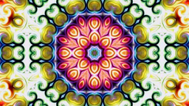 Benzersiz mandala, Oriental yuvarlak desen, mistik motifi, egzotik arka plan. Fantastik fraktal tasarım, geometrik doku parlayan renkli dijital sanat.