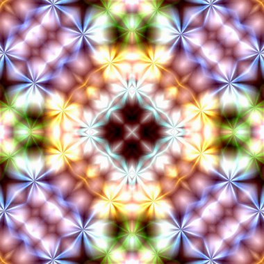 Benzersiz mandala, Oriental yuvarlak desen, mistik motifi, egzotik arka plan. Fantastik fraktal tasarım, geometrik doku parlayan renkli dijital sanat.