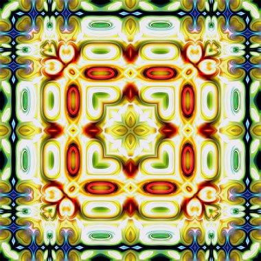 Benzersiz mandala, Oriental yuvarlak desen, mistik motifi, egzotik arka plan. Fantastik fraktal tasarım, geometrik doku parlayan renkli dijital sanat.