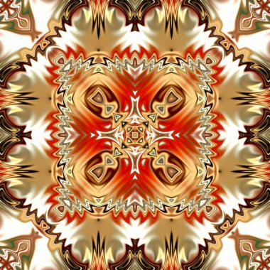 Benzersiz mandala, Oriental yuvarlak desen, mistik motifi, egzotik arka plan. Fantastik fraktal tasarım, geometrik doku parlayan renkli dijital sanat.