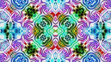 Benzersiz mandala, Oriental yuvarlak desen, mistik motifi, egzotik arka plan. Fantastik fraktal tasarım, geometrik doku parlayan renkli dijital sanat.