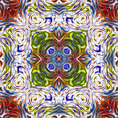 Benzersiz mandala, Oriental yuvarlak desen, mistik motifi, egzotik arka plan. Fantastik fraktal tasarım, geometrik doku parlayan renkli dijital sanat.