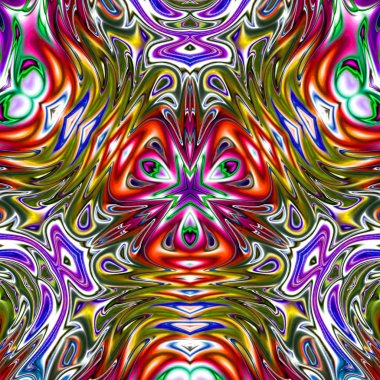 Benzersiz mandala, Oriental yuvarlak desen, mistik motifi, egzotik arka plan. Fantastik fraktal tasarım, geometrik doku parlayan renkli dijital sanat.