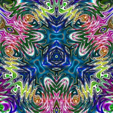 Benzersiz mandala, Oriental yuvarlak desen, mistik motifi, egzotik arka plan. Fantastik fraktal tasarım, geometrik doku parlayan renkli dijital sanat.