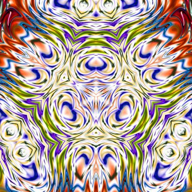 Benzersiz mandala, Oriental yuvarlak desen, mistik motifi, egzotik arka plan. Fantastik fraktal tasarım, geometrik doku parlayan renkli dijital sanat.