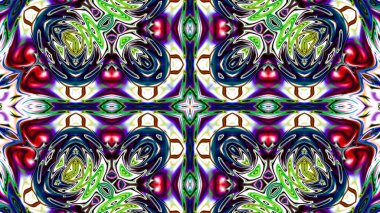 Benzersiz mandala, Oriental yuvarlak desen, mistik motifi, egzotik arka plan. Fantastik fraktal tasarım, geometrik doku parlayan renkli dijital sanat.