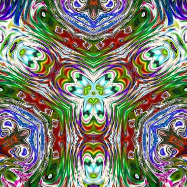 Benzersiz mandala, Oriental yuvarlak desen, mistik motifi, egzotik arka plan. Fantastik fraktal tasarım, geometrik doku parlayan renkli dijital sanat.