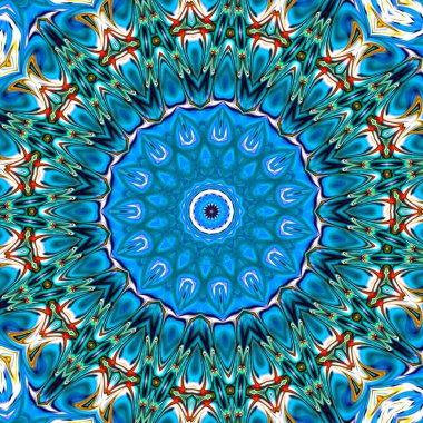 Benzersiz mandala, Oriental yuvarlak desen, mistik motifi, egzotik arka plan. Fantastik fraktal tasarım, geometrik doku parlayan renkli dijital sanat.