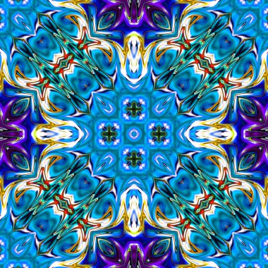 Benzersiz mandala, Oriental yuvarlak desen, mistik motifi, egzotik arka plan. Fantastik fraktal tasarım, geometrik doku parlayan renkli dijital sanat.