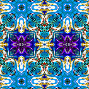 Benzersiz mandala, Oriental yuvarlak desen, mistik motifi, egzotik arka plan. Fantastik fraktal tasarım, geometrik doku parlayan renkli dijital sanat.