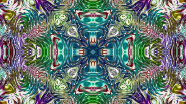 Benzersiz mandala, Oriental yuvarlak desen, mistik motifi, egzotik arka plan. Fantastik fraktal tasarım, geometrik doku parlayan renkli dijital sanat.